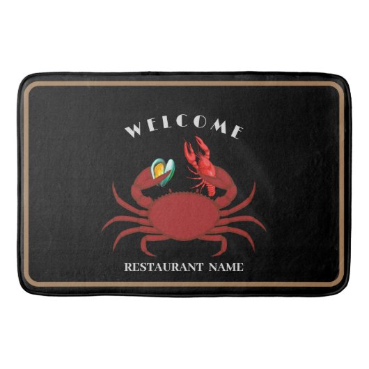 Krab Crawfish Clam Vis en zeevruchten Welkom Resta Badmat (Voorkant)