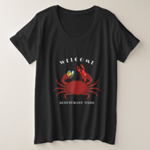 Krab Crawfish Clam Vis en zeevruchten Welkom Resta Grote Maat T-shirt