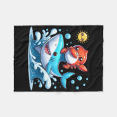 Krab Dabben Surft op Haifijn Ruggen Oceaan Golf Zo Fleece Deken (Voorkant (Horizontaal))