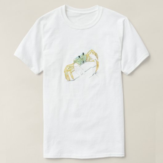 Krab die over het strand loopt t-shirt (Design voorkant)