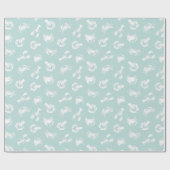 Krab en kreeft Bord Blauw Zeevruchten Patroon Cadeaupapier (Vlak)