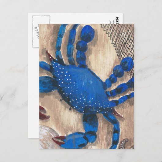 Krab en net briefkaart (Voorkant / Achterkant)