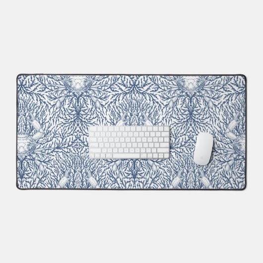 Krab en zee wiet in wit en marineblauw bureaumat (Keyboard & Muis)