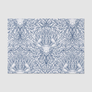 Krab en zee wiet in wit en marineblauw tissuepapier