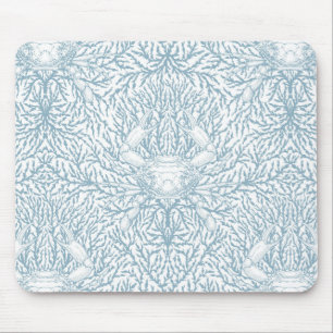 Krab en zee wiet, kustzomer in wit en lig muismat