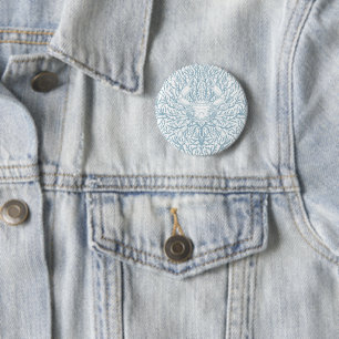 Krab en zee wiet, kustzomer in wit en lig ronde button 5,7 cm