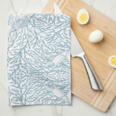 Krab en zee wiet, kustzomer in wit en lig theedoek (Quarter Fold)