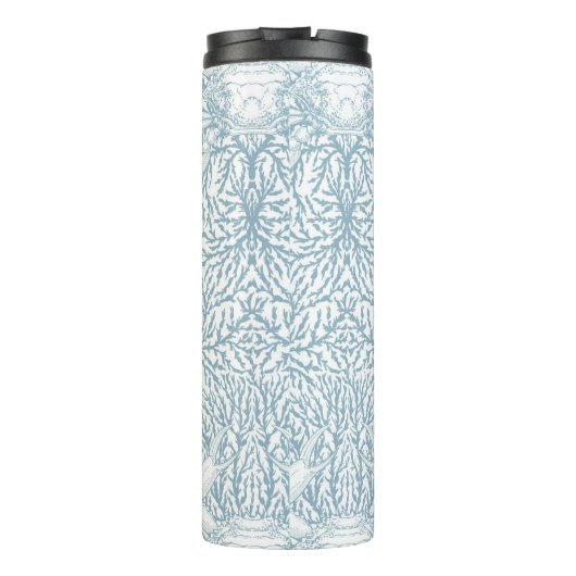 Krab en zee wiet, kustzomer in wit en lig thermosbeker (Achterkant)