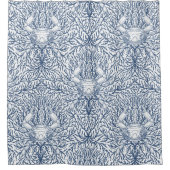 Krab en zee wiet, kustzomer in wit en nav douchegordijn (Voorkant)