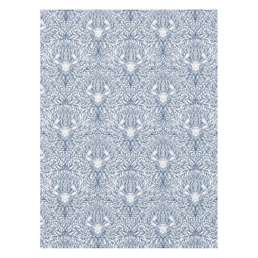 Krab en zee wiet, kustzomer in wit en nav tafelkleed (Voorkant)