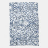 Krab en zee wiet, kustzomer in wit en nav theedoek (Verticaal)