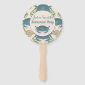 Krab Feest-Waterverf Blauwe Krabben, Pensioen Handwaaier (Voorkant)