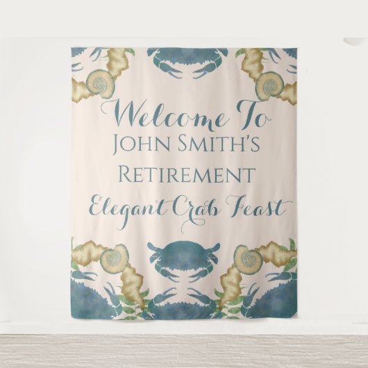 Krab Feest-Waterverf Blauwe Krabben, Pensioen Wandkleed (Voorkant)