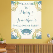 Krab Feest-Waterverf Blauwe Krabben, Verloving Canvas Afdruk (Insitu (Woonkamer))