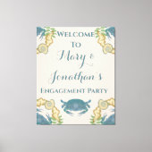 Krab Feest-Waterverf Blauwe Krabben, Verloving Canvas Afdruk (Voorkant)