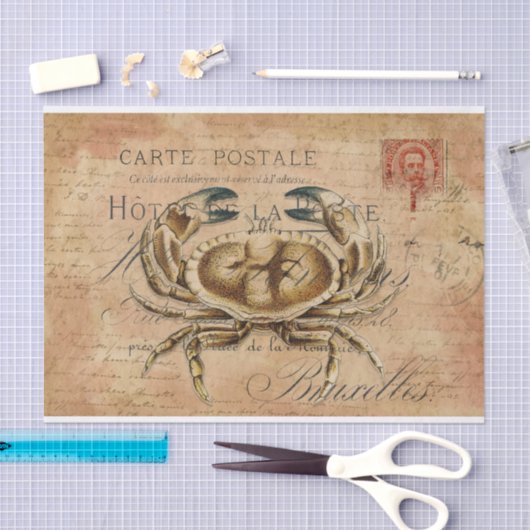  krab Frans Briefkaart ontkoppeling Tissuepapier (Craft)