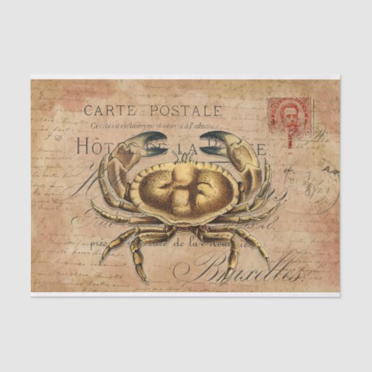  krab Frans Briefkaart Ontkoppeling weefselpap Tissuepapier (Voorkant)