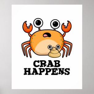 krab gebeurt grappig dier woordspeling poster