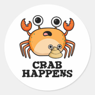 krab gebeurt grappig dier woordspeling ronde sticker