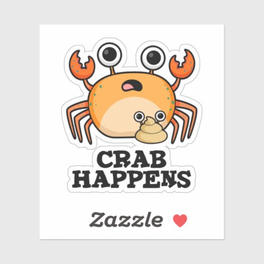 krab gebeurt grappig dier woordspeling sticker (Vel)