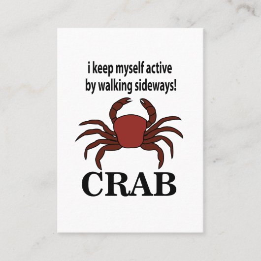 Krab Ik houd mezelf actief door zijwaartse krab te Visitekaartje (Voorkant)