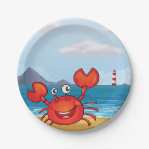 Krab in de kust papieren bordje