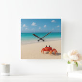 Krab in focus - vierkante wandklok (Huis)