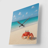 Krab in focus - vierkante wandklok (Hoek)