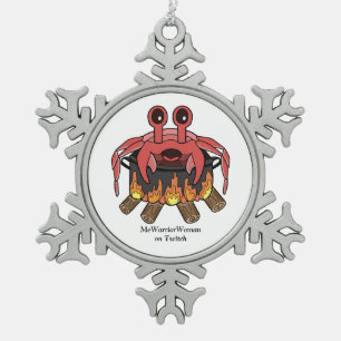Krab in Pot, MeWarriorVrouw op Twitch Tin Sneeuwvlok Ornament