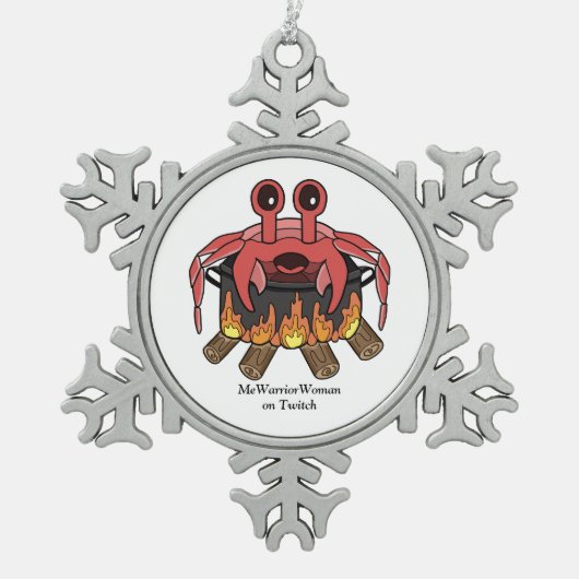 Krab in Pot, MeWarriorVrouw op Twitch Tin Sneeuwvlok Ornament (Voorkant)