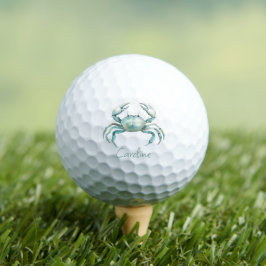 Krab in waterverf op strandthema - gepersonaliseer golfballen