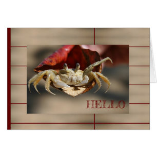 Krab in Wenskaart met rood leder