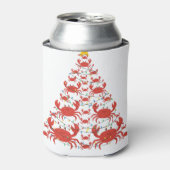 Krab Kerstboom Santa Hoed Kerstlichten Blikjeskoeler (Blikje Voorkant)