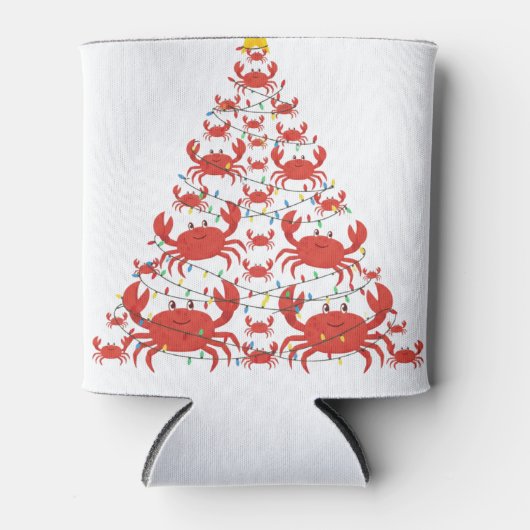 Krab Kerstboom Santa Hoed Kerstlichten Blikjeskoeler (Voorkant)