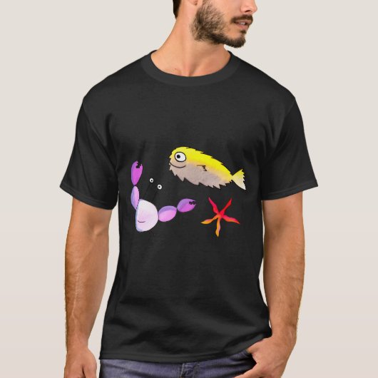 Krab, Kogelvis en Zeester T-shirt (Voorkant)