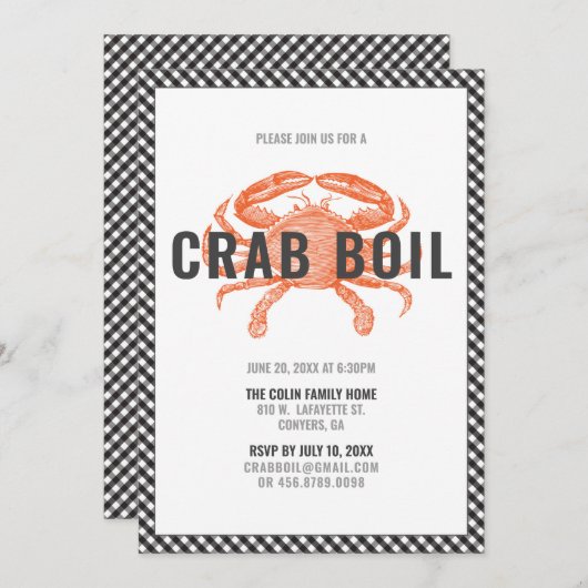 Krab Kook Dinerfeestje Kaart (Voorkant / Achterkant)