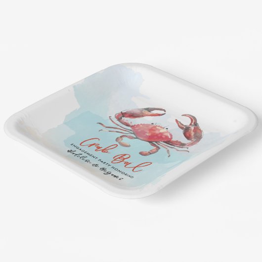 Krab Kook Engagement Zeebanket Feest Waterverf Papieren Bordje (Gebogen)