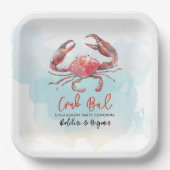 Krab Kook Engagement Zeebanket Feest Waterverf Papieren Bordje (Voorkant)