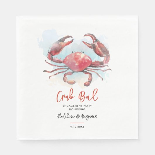 Krab Kook Engagement Zeefood Feest Papier Servet (Voorkant)
