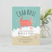 Krab Kookfeest Baby Borrel Strand Uitnodiging (Staand voorkant)