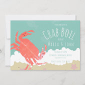 Krab Kookfeest Strand Oceaangolven Uitnodiging (Voorkant)