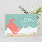 Krab Kookfeest Strand Oceaangolven Uitnodiging (Staand voorkant)