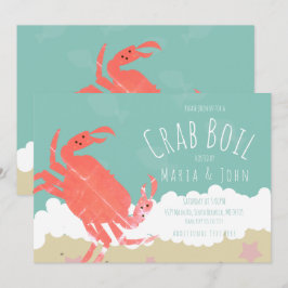 Krab Kookfeest Strand Oceaangolven Uitnodiging
