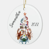 Krab Kreeft Kerstboom Schaaldier Keramisch Ornament (Links)