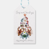 Krab Kreeft Kerstboom Schaaldier Zee Feestdag Cadeaulabel (Voorkant)