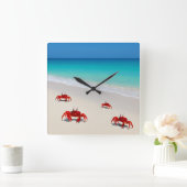 Krab Life Wall Clock – Square Beach Design 4 Krabb Vierkante Klok (Huis)
