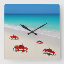 Krab Life Wall Clock – Square Beach Design 4 Krabb