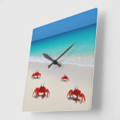 Krab Life Wall Clock – Square Beach Design 4 Krabb Vierkante Klok (Hoek)