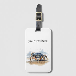 krab lopen op het strand, aanpasbaar bagagelabel