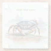 krab lopen op het strand, aanpasbaar glazen onderzetter (Achterkant)